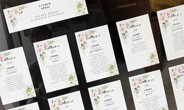 elegante tableau mariage fiori - Che nomi dare ai tavoli del matrimonio