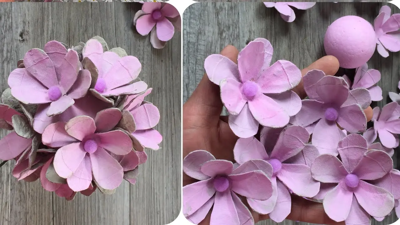 fiori con cartone uova - Come riutilizzare i contenitori di plastica delle uova