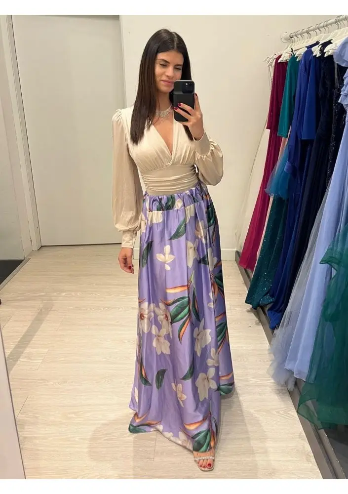 gonna lunga a fiori elegante - Cosa indossare con gonne lunghe