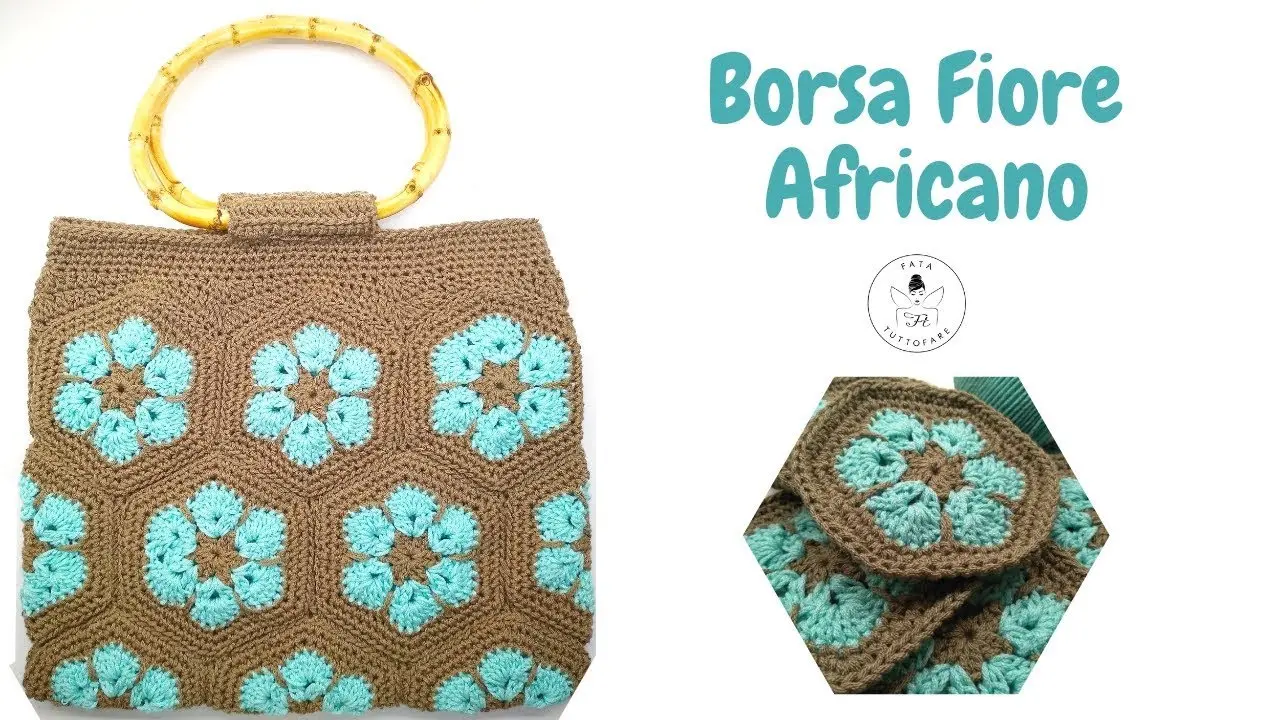 borsa con fiore africano uncinetto - Cosa usare per irrigidire borse uncinetto